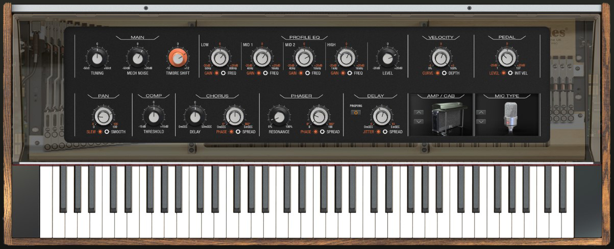 Teclado virtual de piano online no Amped Studio